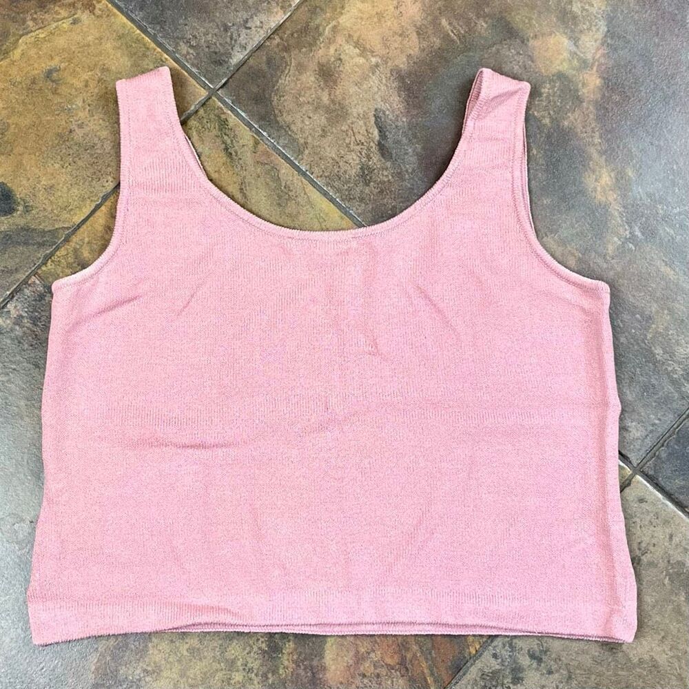 St. John Light Pink Ribbed Cropped Sleeveless Tank Top Medium - Picture 8 of 8